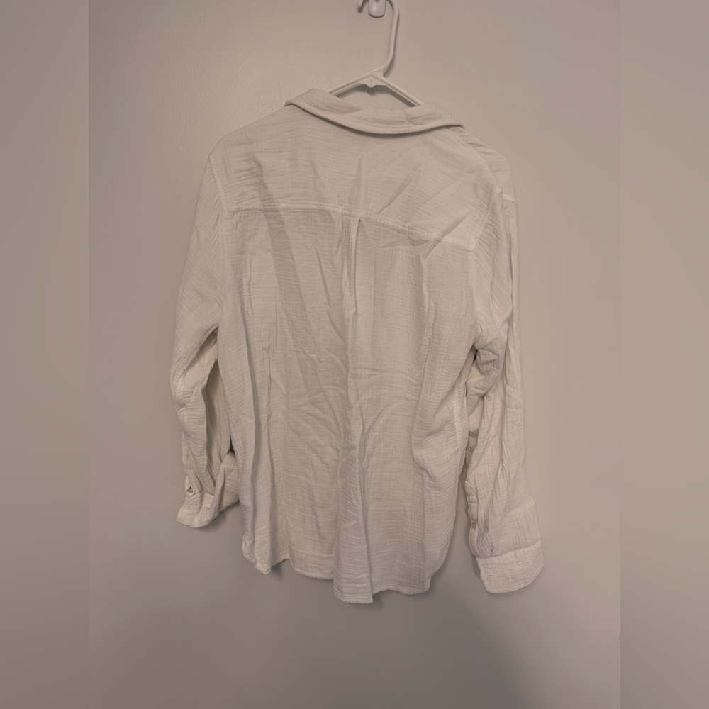 J.Crew 100% Cotton Gauze Airy Button Down Top; Beach Top; Classic Shirt; Large - Picture 7 of 10